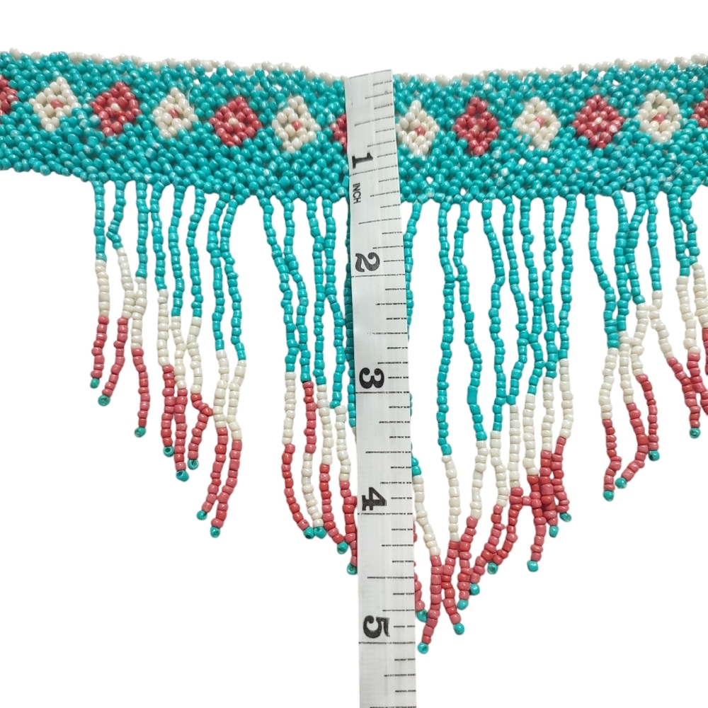 Tribal Aztec Blue and Red Fringe Choker NWT - Picture 3 of 9